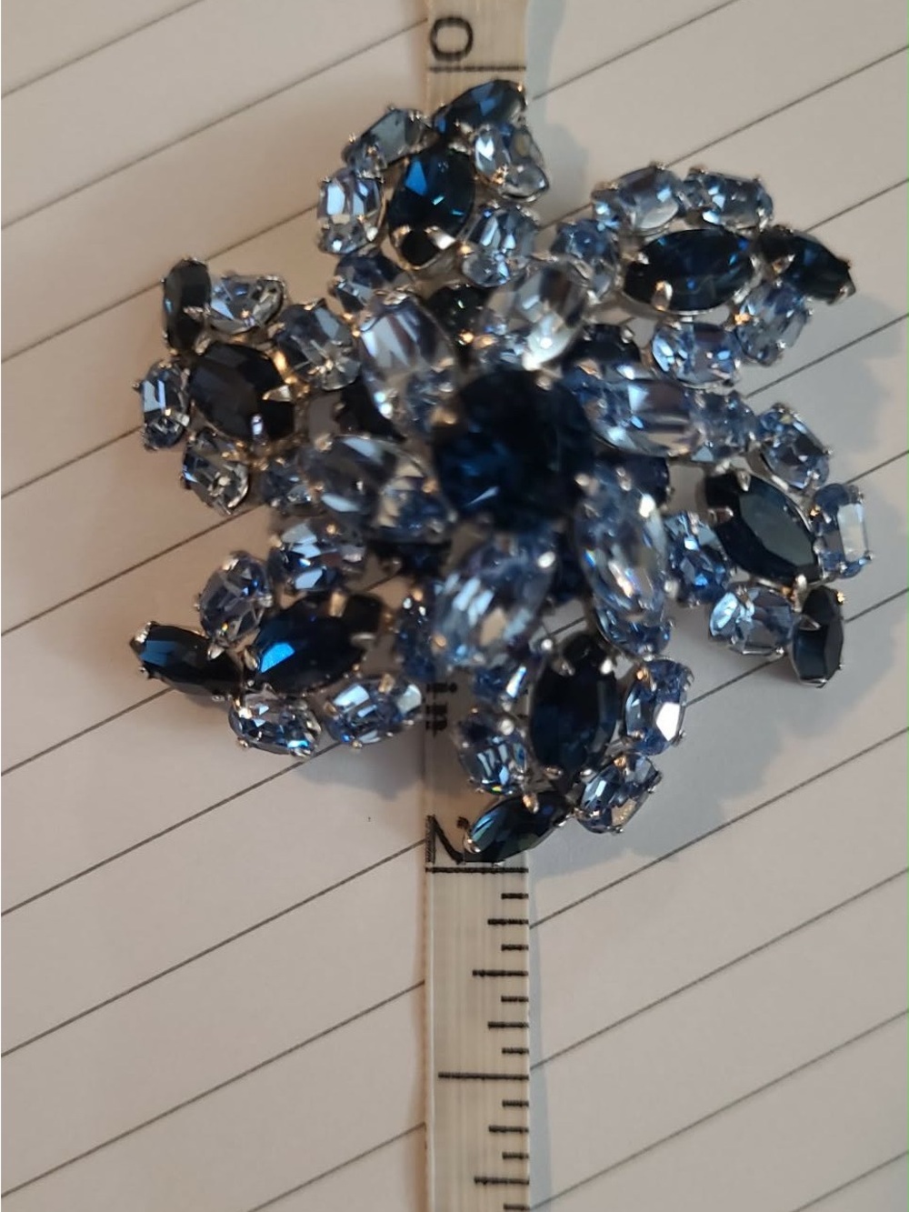 Vintage Sherman Blue Crystal Floral Brooch & Earrings Set